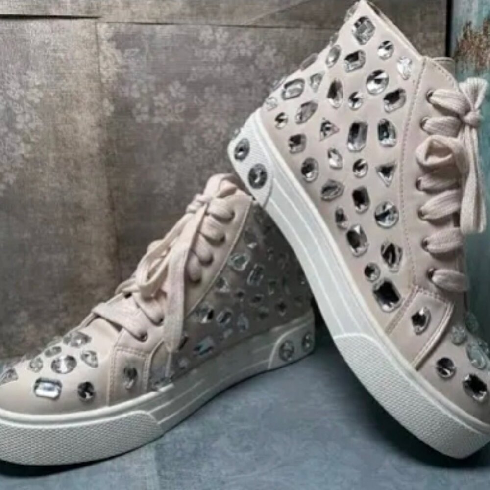 Cream Hi Top Rhinestone 9.5 - Picture 2 of 4
